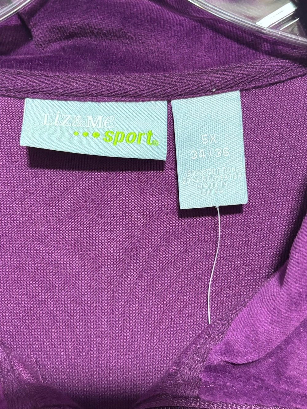 Liz & Me Deep Purple Velour Zip-Up Jacket with Gold Stitching – Size 5X – NWT - Picture 5 of 5